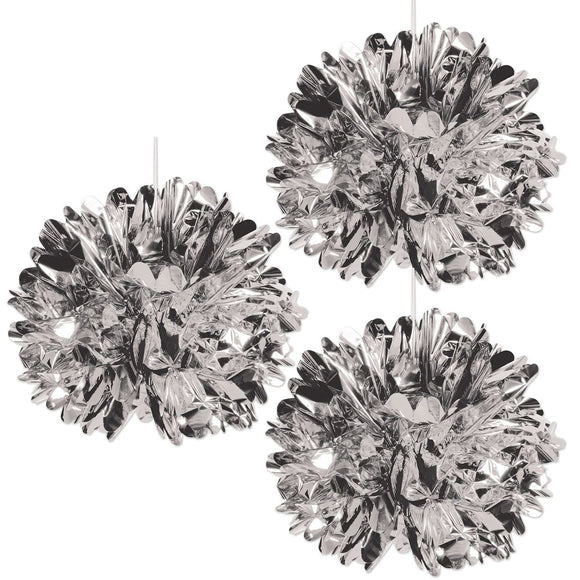 Beistle Metallic Fluff Balls (Silver) - Party Supply Decoration for New Years