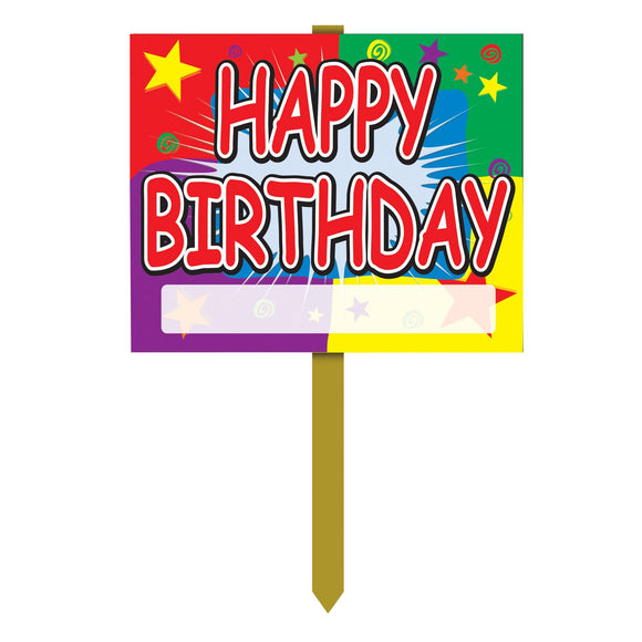Beistle Birthday Yard Sign 12 in  x 15 in   Party Supply Decoration : Birthday