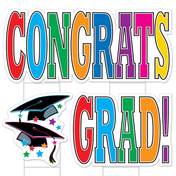 Beistle All Weather Jumbo Congrats Grad! Yard Sign Set   Party Supply Decoration : Graduation