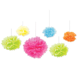Beistle Tissue Fluff Balls - bright - Party Supply Decoration for Luau