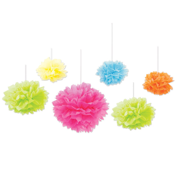 Beistle Tissue Fluff Balls - bright - Party Supply Decoration for Luau