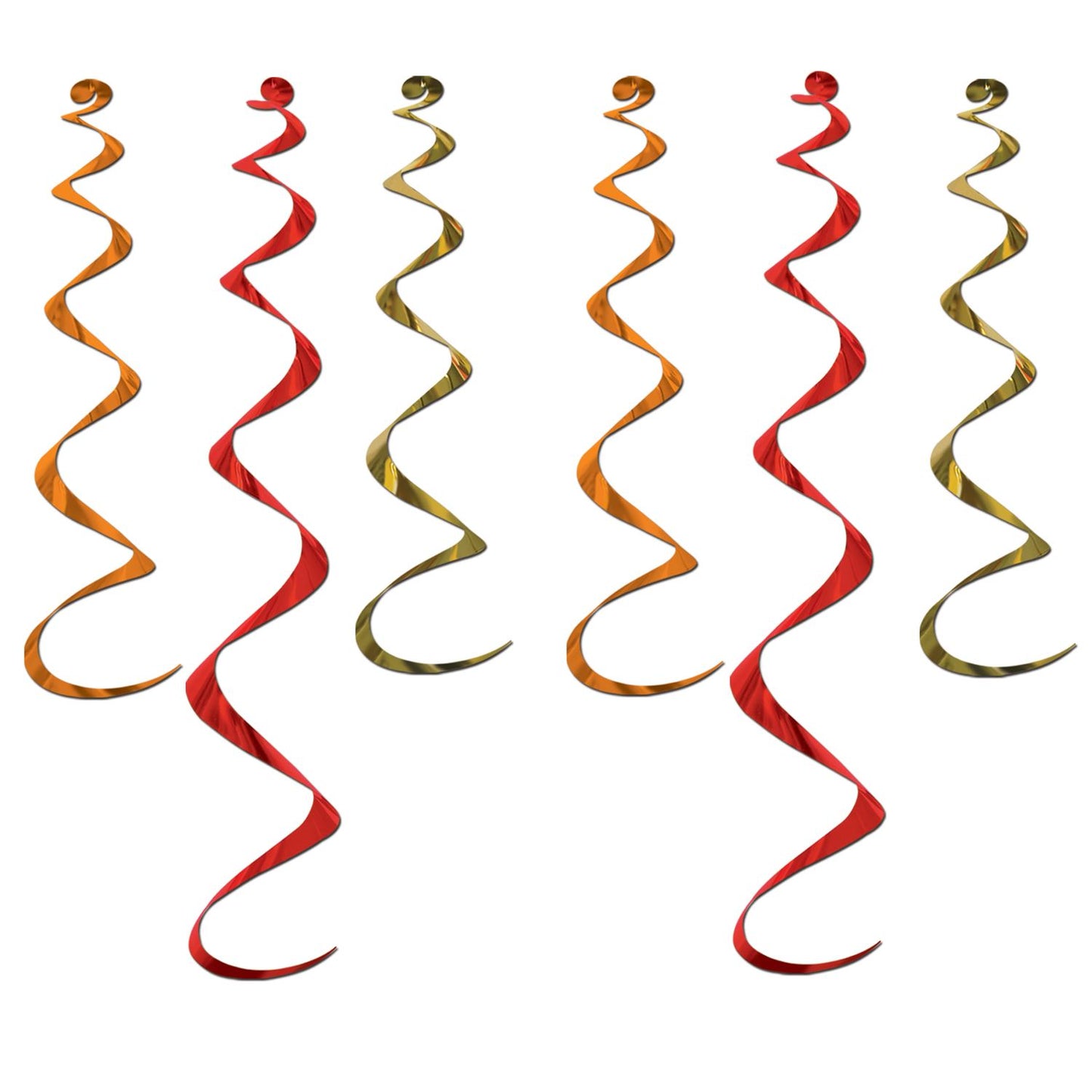 Beistle Gold, Orange and Red Twirly Whirlys (6/pkg) - Party Supply Decoration for General Occasion