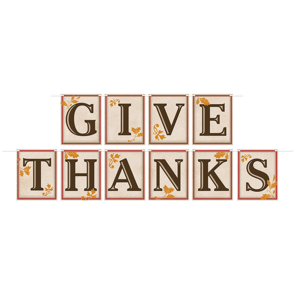Beistle Give Thanks Streamer 5 in  x 12' (1/Pkg) Party Supply Decoration : Thanksgiving/Fall