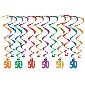 Beistle '50' Whirls - 12 Piece - Party Supply Decoration for Birthday