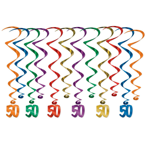 Beistle '50' Whirls - 12 Piece - Party Supply Decoration for Birthday