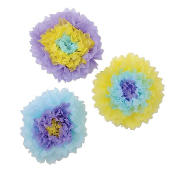 Beistle Assorted Lavender Tissue Flowers - Party Supply Decoration for Spring/Summer