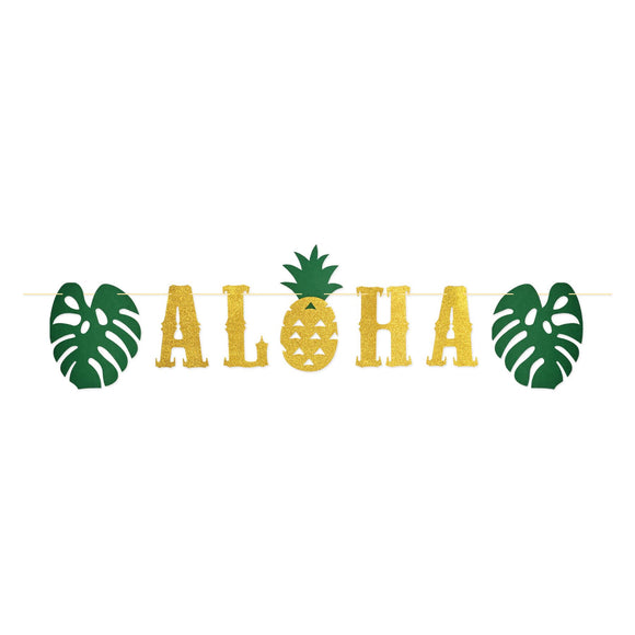 Beistle Glittered Aloha Streamer 16 in  x 6' (1/Pkg) Party Supply Decoration : Luau