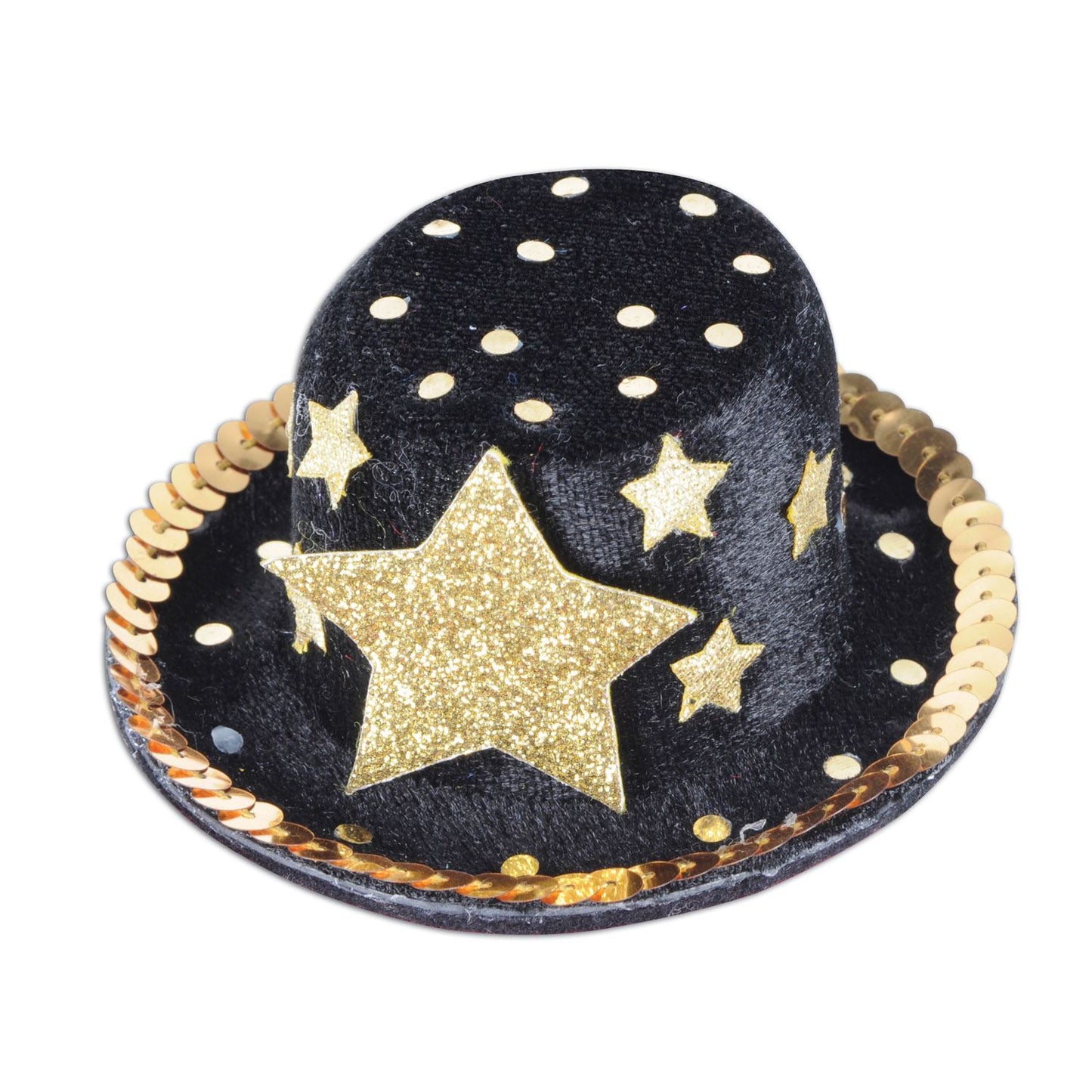 Beistle Black and Gold Star Top Hat Hair Clip  (1/Card) Party Supply Decoration : New Years