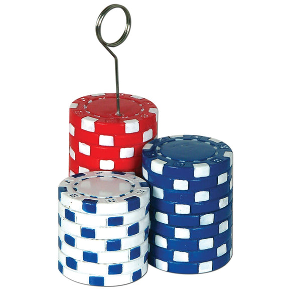 Beistle Poker Chips Photo/Balloon Holder - Party Supply Decoration for Casino