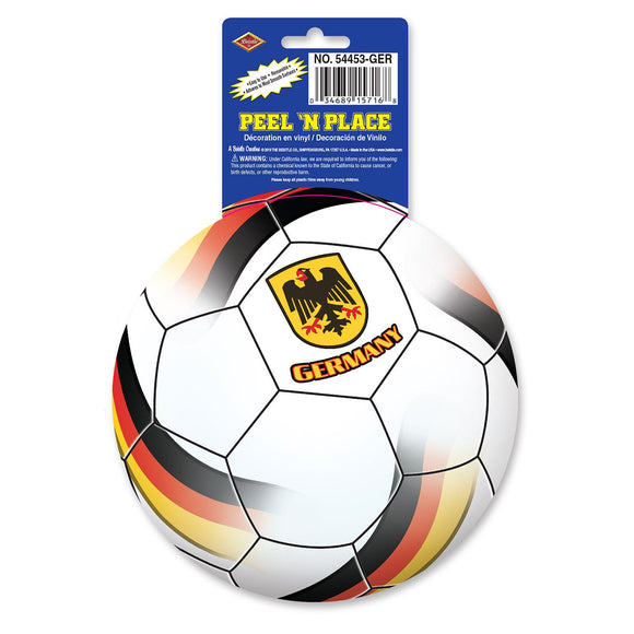 Beistle Germany Soccer Ball Peel 'N Place (1/Sheet) - Party Supply Decoration for Soccer