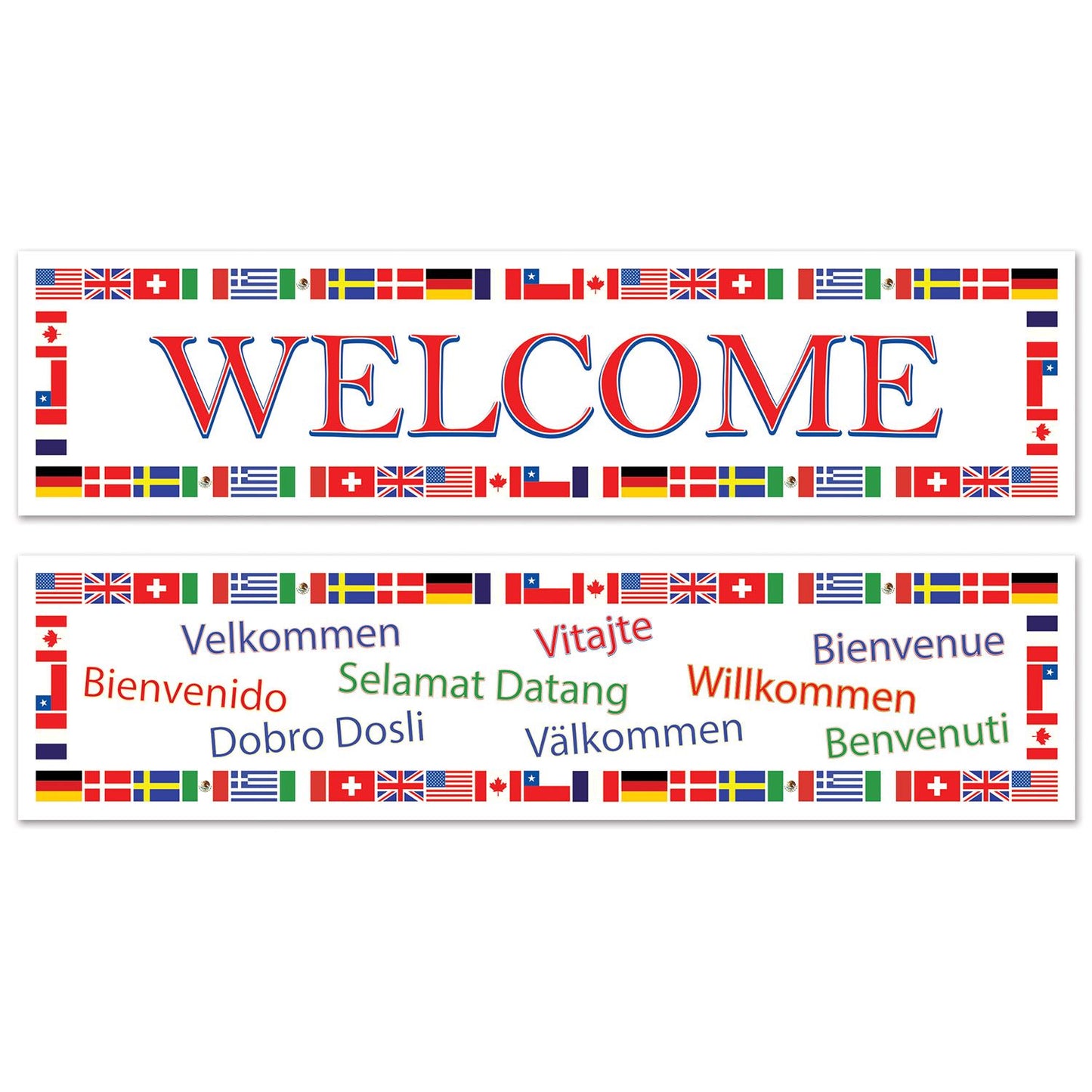 Beistle International Welcome Banners (2/pkg) 15 in  x 5' (2/Pkg) Party Supply Decoration : International