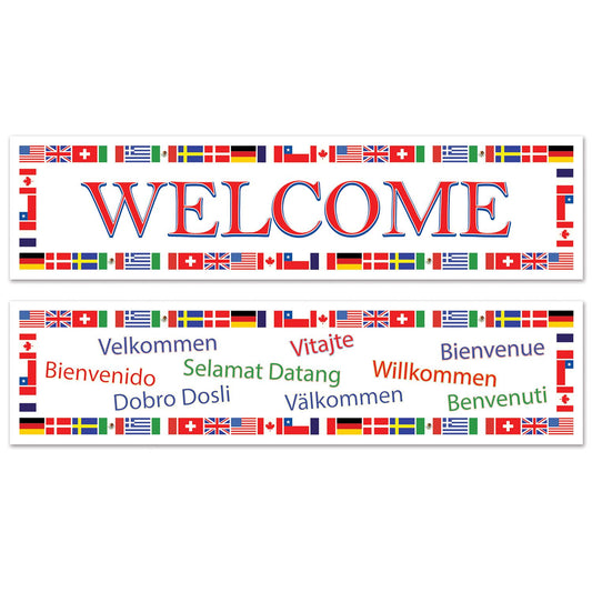 Beistle International Welcome Banners (2/pkg) 15 in  x 5' (2/Pkg) Party Supply Decoration : International