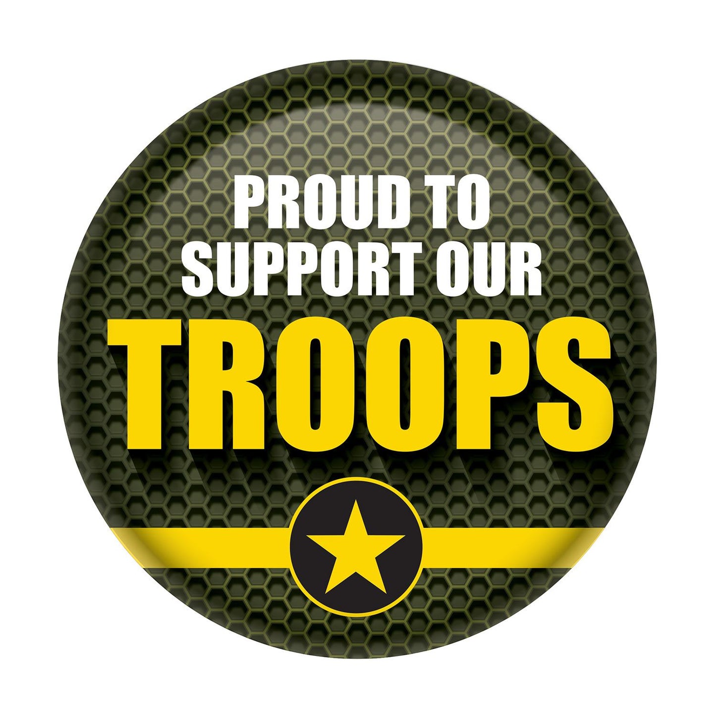 Beistle Proud To Support Our Troops Button - Party Supply Decoration for Patriotic