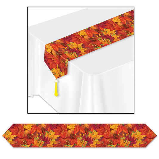 Beistle Printed Fall Leaf Table Runner - Party Supply Decoration for Thanksgiving / Fall