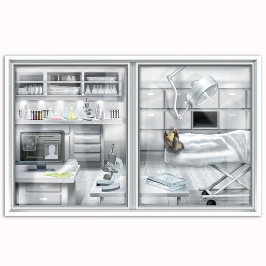 Beistle PSI Laboratory & Morgue Insta-View - Party Supply Decoration for Crime Scene