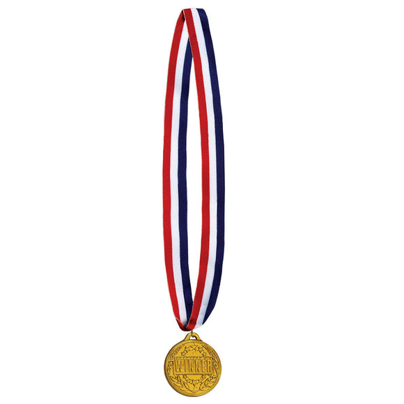 Beistle Winner Medal w/Ribbon - Party Supply Decoration for Sports