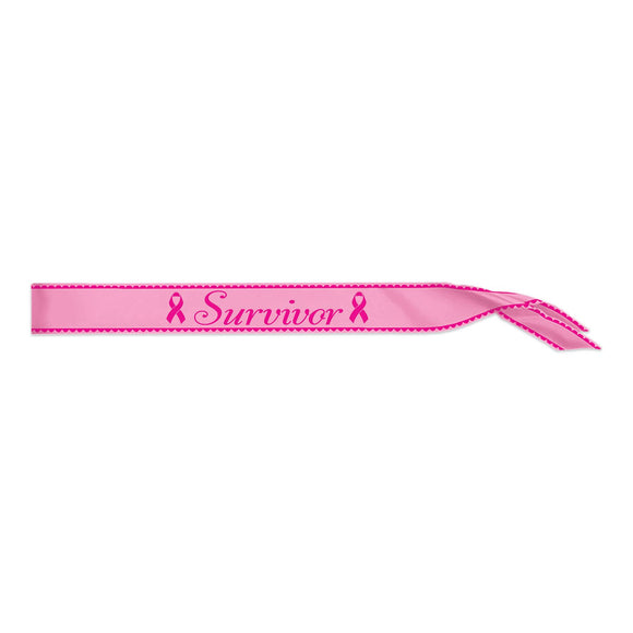 Beistle Survivor Satin Sash - Party Supply Decoration for Pink Ribbon