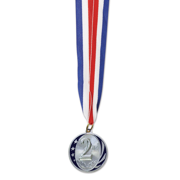 Beistle 2nd Place Medal w/Ribbon - Party Supply Decoration for Sports