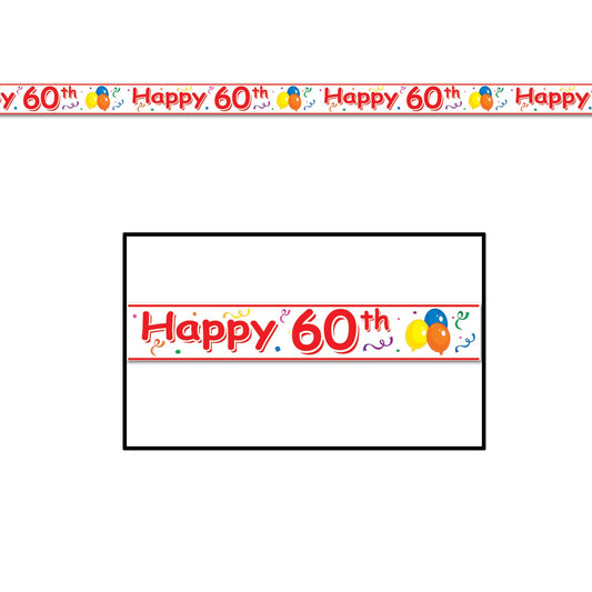 Beistle Happy "60th" Birthday Party Tape - Party Supply Decoration for Birthday