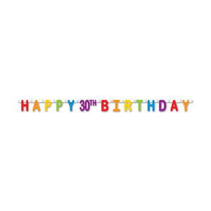 Beistle Happy 30th Birthday Streamer 40.25 in  x 5' 6 in  (1/Pkg) Party Supply Decoration : Birthday-Age Specific