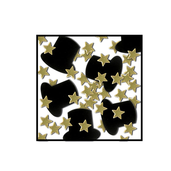 Beistle Black Top Hats and Gold Stars Fanci-Fetti  (1 Oz/Pkg) Party Supply Decoration : Awards Night