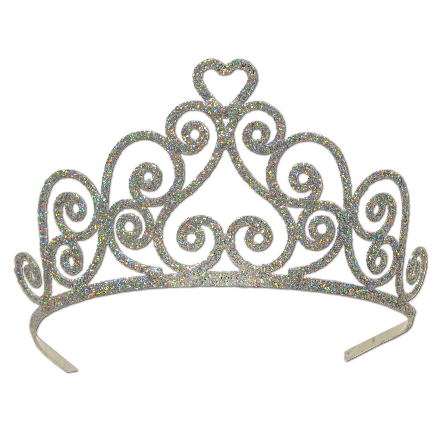 Beistle Heart Silver Glittered Tiara - Party Supply Decoration for General Occasion