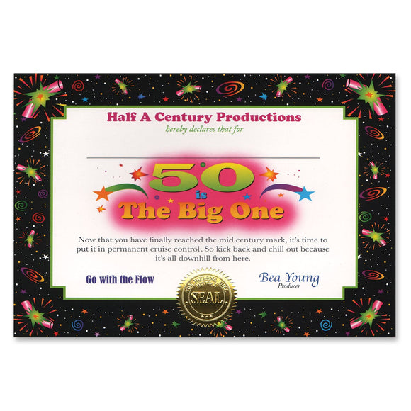 Beistle 50 Is The Big One Award Certificates - Party Supply Decoration for Over-The-Hill