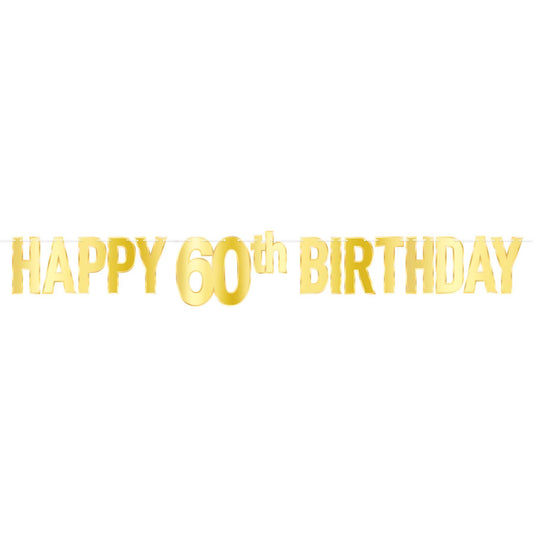 Beistle Foil Happy  in 60th in  Birthday Streamer 70.75 in  x 5' (1/Pkg) Party Supply Decoration : Birthday-Age Specific