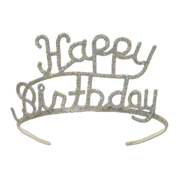 Beistle Glittered Happy Birthday Tiara - Party Supply Decoration for Birthday
