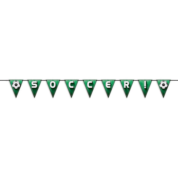 Beistle Soccer!/Football Pennant Streamer 70.5 in  x 8' (1/Pkg) Party Supply Decoration : Soccer