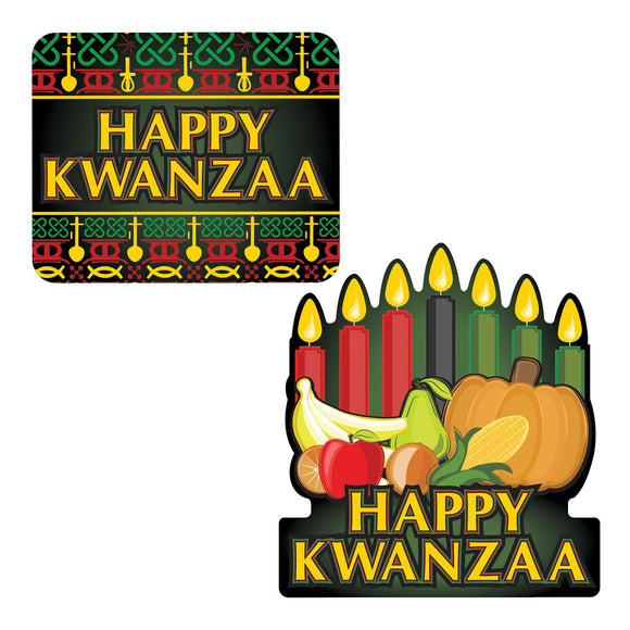 Beistle Happy Kwanzaa Signs 13 in  x 16 in  & 180.25 in  x 160.5 in  (2/Pkg) Party Supply Decoration : Kwanzaa