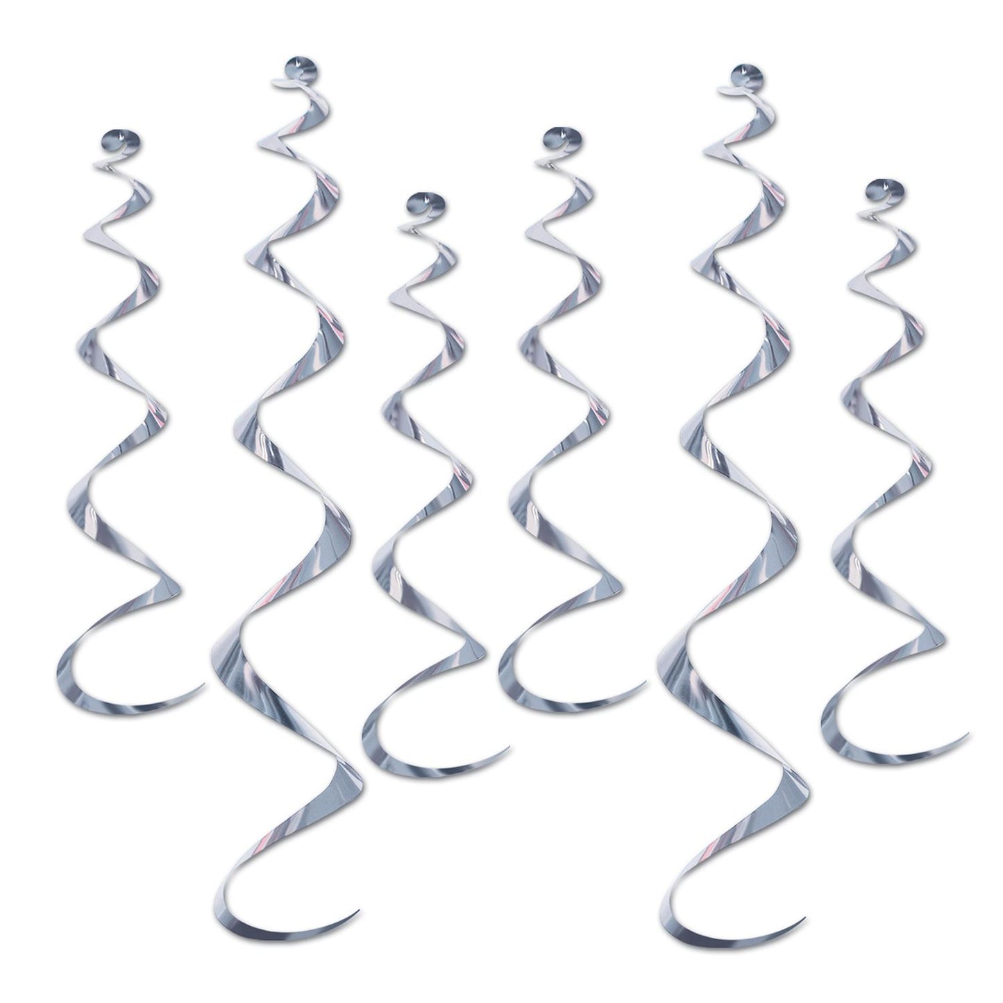 Beistle Silver Twirly Whirly (6/pkg) - Party Supply Decoration for General Occasion