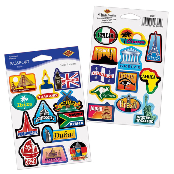 Beistle Passport Stickers - Party Supply Decoration for Around The World
