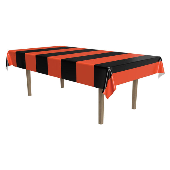 Beistle Orange & Black Stripes Tablecover 54 in  x 108 in  (1/Pkg) Party Supply Decoration : Halloween