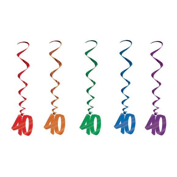 Beistle 40th Whirls (5/pkg) - Party Supply Decoration for Birthday