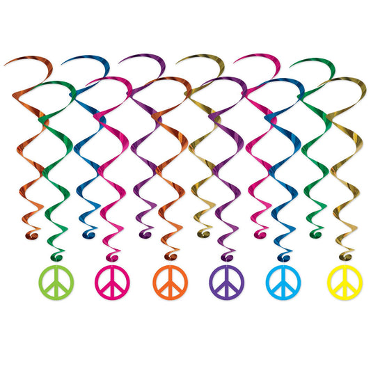 Beistle Peace Sign Whirls 170.5 in -32 in  (12/Pkg) Party Supply Decoration : 60's