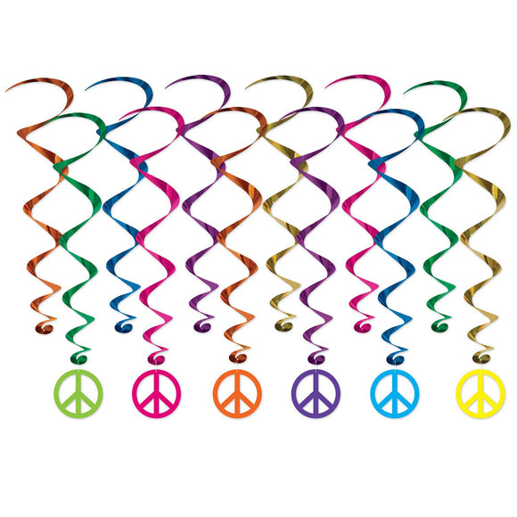 Beistle Peace Sign Whirls 170.5 in -32 in  (12/Pkg) Party Supply Decoration : 60's