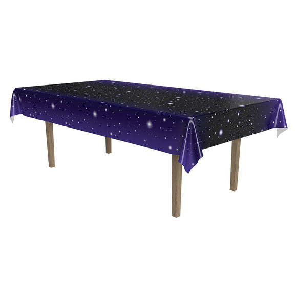 Beistle Starry Night Plastic Tablecover 54 in  x 108 in  (1/Pkg) Party Supply Decoration : Space