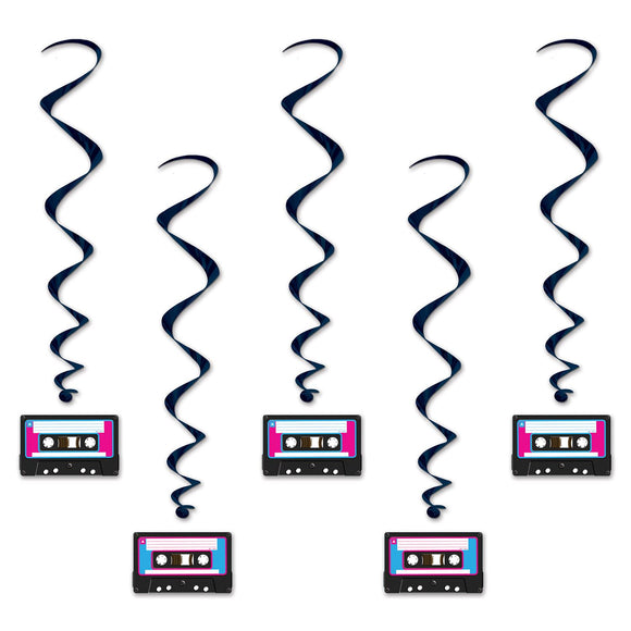 Beistle Cassette Tape Whirls (5/pkg) - Party Supply Decoration for 80's