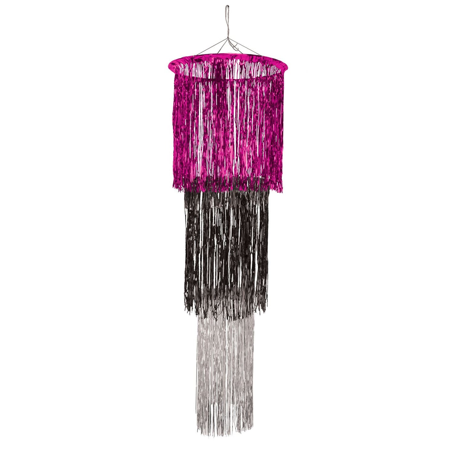 Beistle Cerise Black And Silver 3-Tier Shimmering Chandelier - Party Supply Decoration for General Occasion