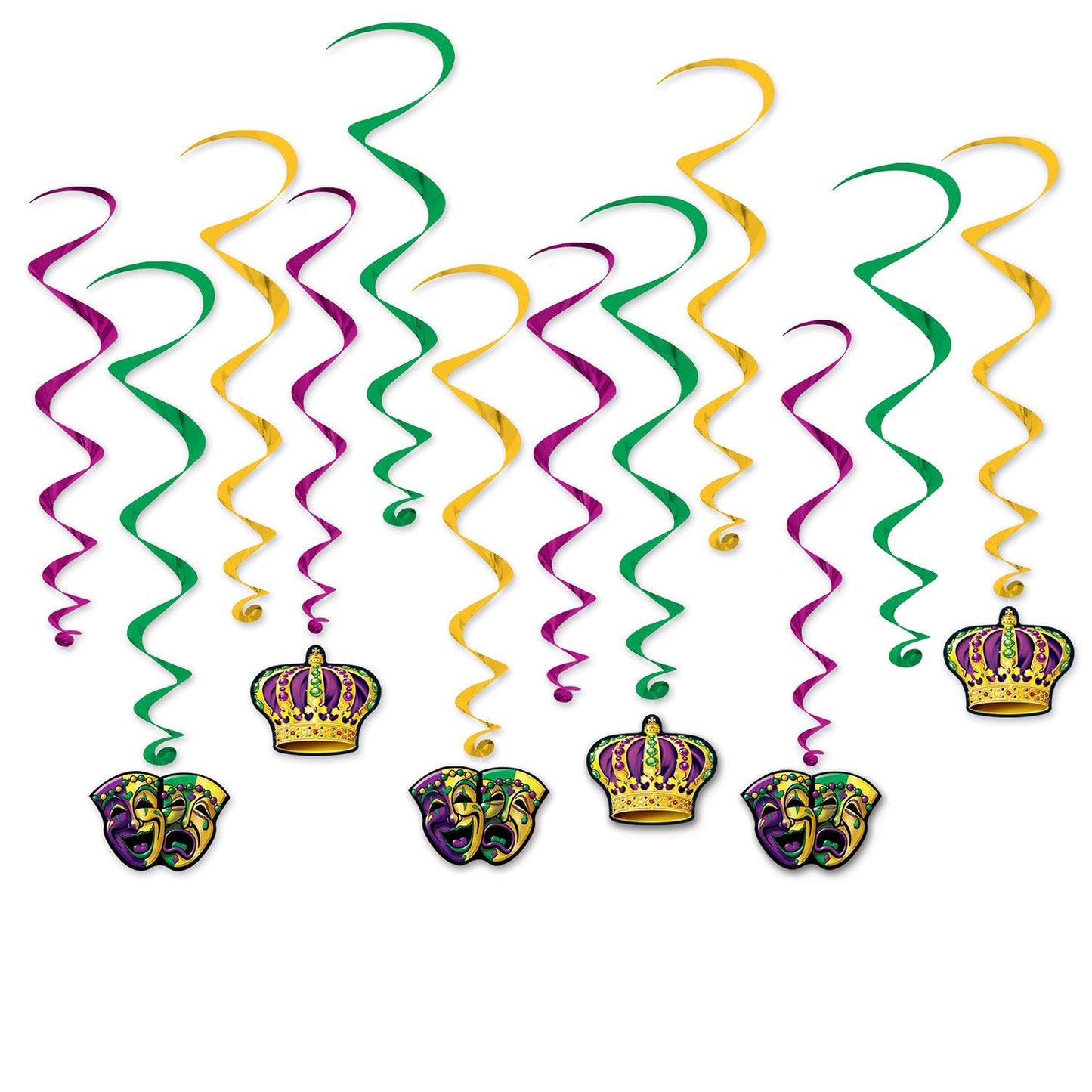 Beistle Mardi Gras Whirls (12/PKG) - Party Supply Decoration for Mardi Gras