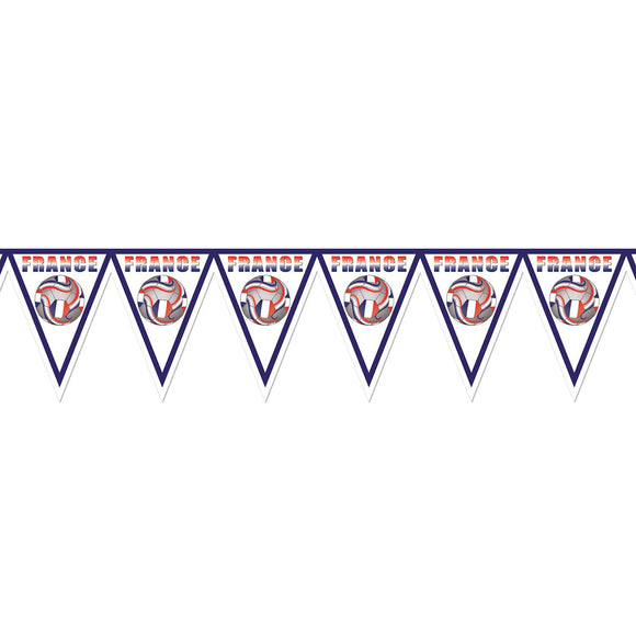 Beistle France Soccer Pennant Banner 11 in  x 7' 4 in  (1/Pkg) Party Supply Decoration : Soccer