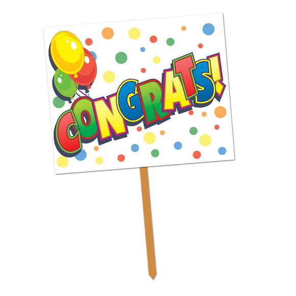 Beistle Congrats! Yard Sign 12 in  x 15 in   Party Supply Decoration : General Occasion