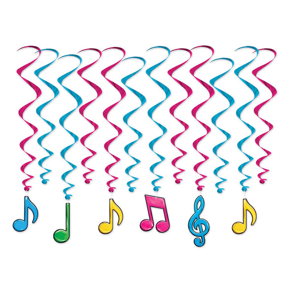Beistle Neon Musical Notes Whirls - Party Supply Decoration for 50's/Rock & Roll