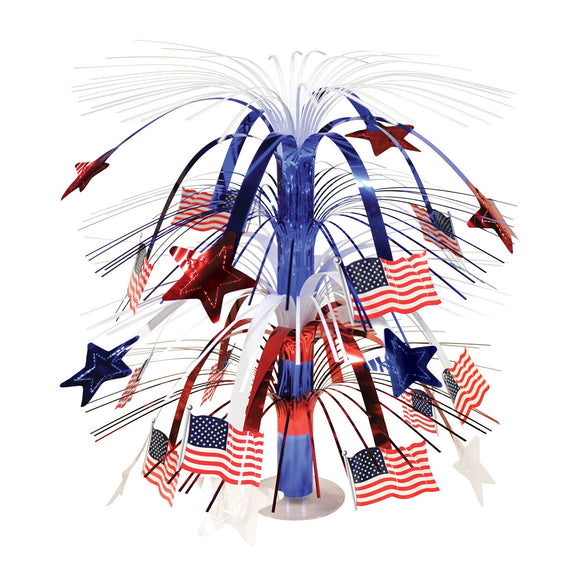 Beistle Red, White, and Blue Flag Cascade Centerpiece 18 in  (1/Pkg) Party Supply Decoration : Patriotic
