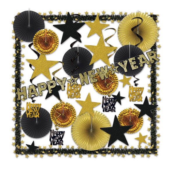 Beistle Glistening Gold NY Decorating Kit - Party Supply Decoration for New Years