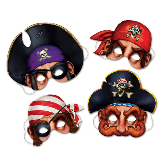 Beistle Pirate Masks (4/pkg) - Party Supply Decoration for Pirate