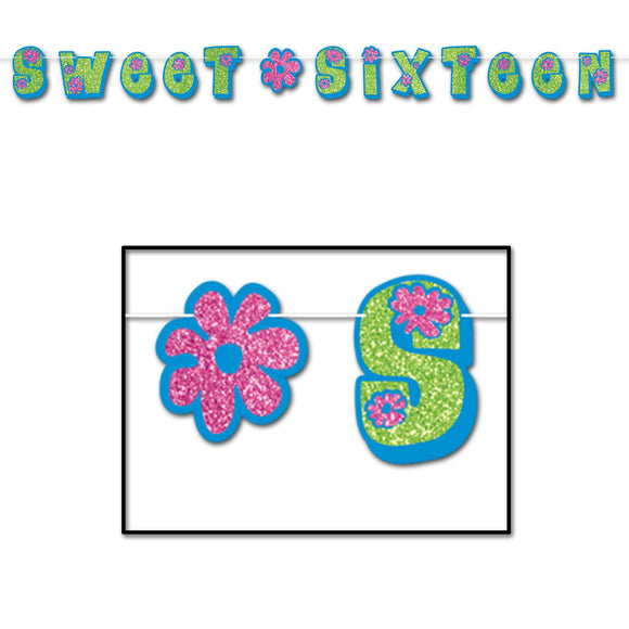 Beistle Glittered Sweet Sixteen Streamer 80.5 in  x 10' (1/Pkg) Party Supply Decoration : Sweet 16