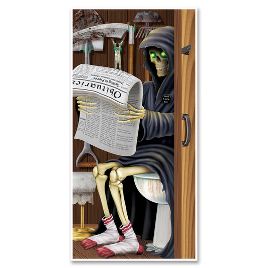 Beistle Grim Reaper Restroom Door Cover - Party Supply Decoration for Halloween