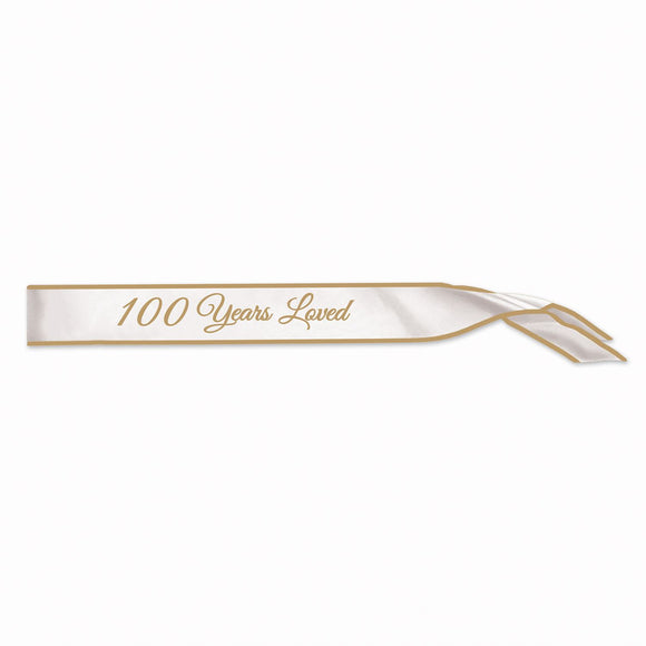 Beistle 100 Years Loved Satin Sash - Party Supply Decoration for Birthday